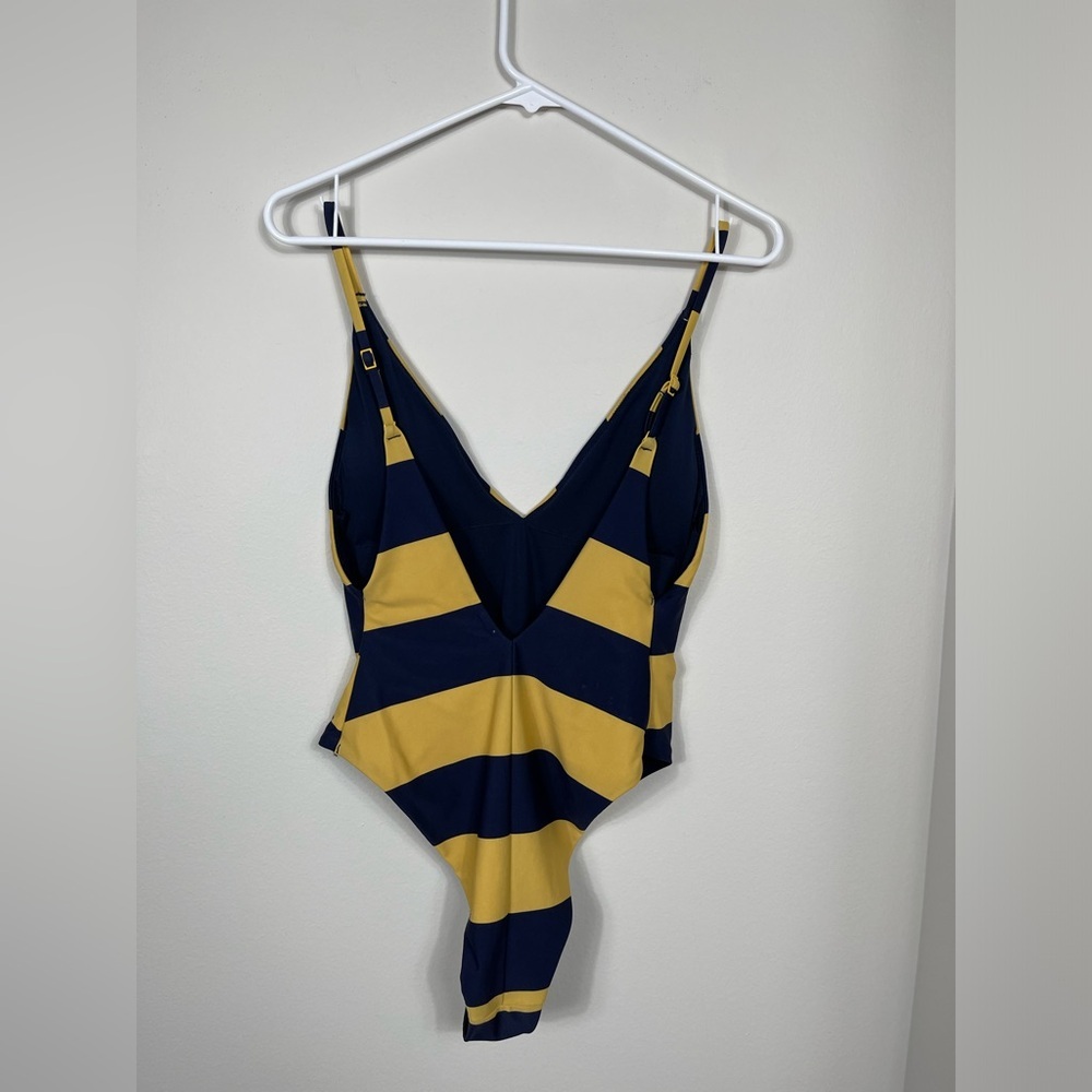 Aerie Deep V Swimsuit Yellow and Navy Size M - Picture 6 of 10